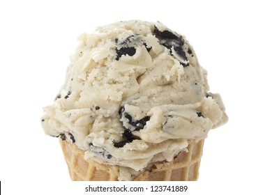 Cookies And Cream Flavored Of Ice Cream On A Cone