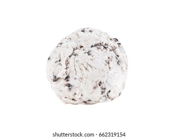 Cookies And Cream Ice Cream Scoop Isolated On White Background (clipping Path Included), Close-up Shot