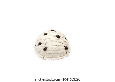Cookies And Cream Ice Cream Scoop Refreshment Sweet Summer Clipping Path On White Background