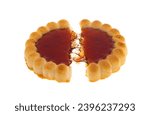 cookies with fruit jam on white background