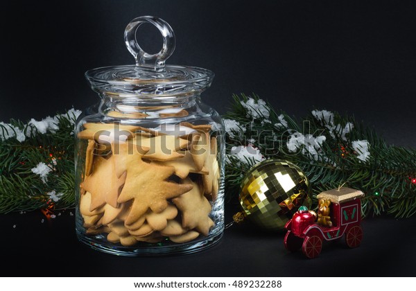 Cookies Glass Jar Christmas Decorations On Stock Photo Edit Now