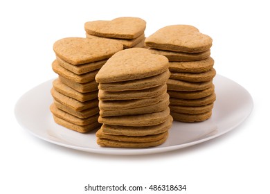 Cookies Hearts In A Plate Isolated