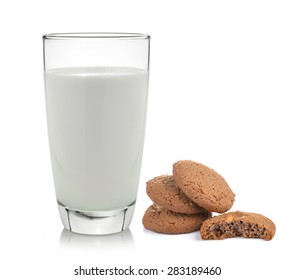 Cookies And Milk On A White Wooden Background