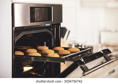 Cookies On The Grid In The Oven.