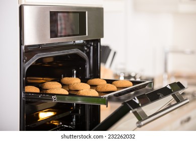 Cookies On The Grid In The Oven.