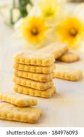 Cookies On Spring Flowers Background