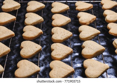 cookies in the shape of hearts, top view