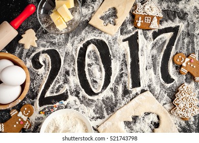 cooking christmas gingerbread on wooden background top view - Powered by Shutterstock