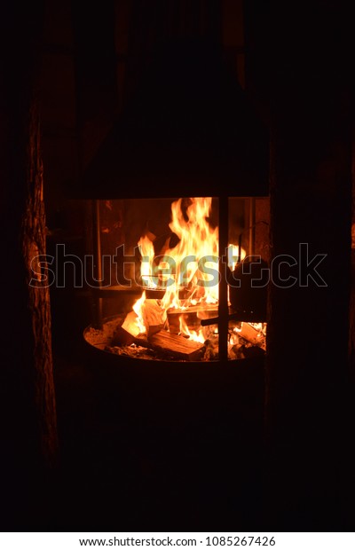 Cooking Fire Log Cabin Norway Silhouette Stock Photo Edit Now