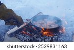 Cooking at Fish lake in Yukon territory in the beautiful canada