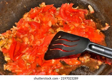 Cooking Ingredients For Vegetable Soup In A Frying Pan