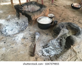 Cooking Mud Brick Stove in Rural India - Shutterstock ID 1047379855