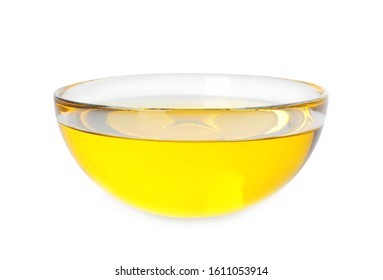 Cooking Oil In Glass Bowl Isolated On White