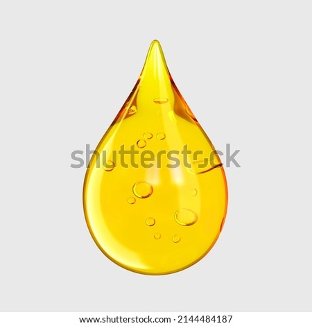 
Cooking Oil, Honey drop with air bubbles isolated. Icon of drop of oil or honey