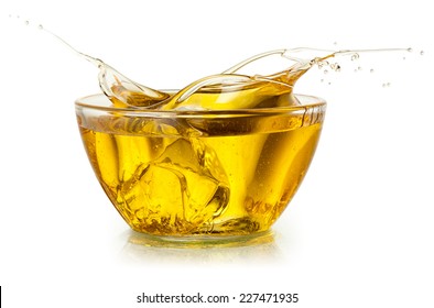 Cooking Oil. Splash Isolated On White. With Clipping Path.