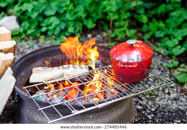 Cooking Over Open Fire Pit Stock Photo Edit Now 274485446