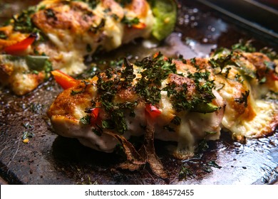 Cooking Pan Stuffed Cajun Hasselback Chicken With Spicy Pepper Jack Cheese