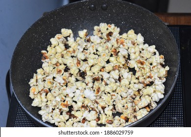 Cooking Popcorn On Electrical Stove Selective Focus