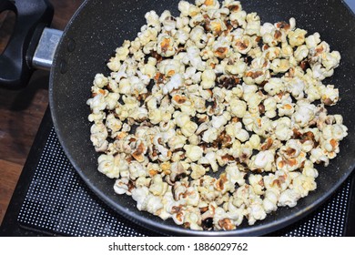 Cooking Popcorn On Electrical Stove Selective Focus