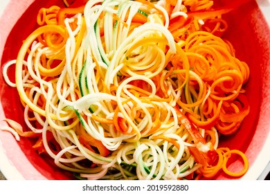 Cooking Preparation Zucchini Noodles For Vegetarian Pad Thai