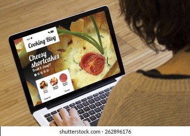 Cooking Recipes Online: Cooking Blog On A Laptop Screen