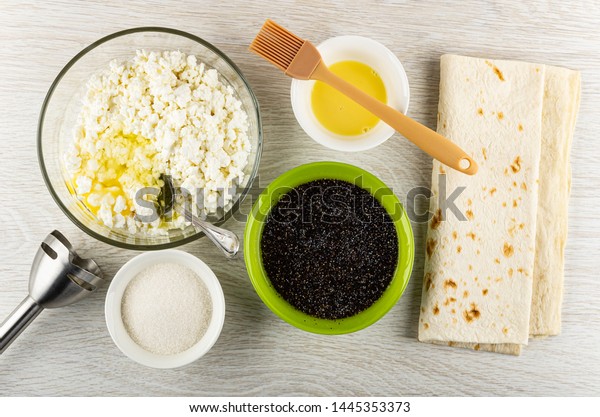 Cooking Rolls Cottage Cheese Poppy Ingredients Stock Photo Edit