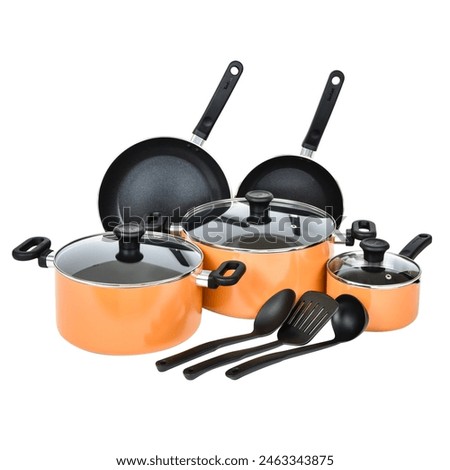 Cooking set, Isolated, White Background, Nonstick Pans, Kitchen ware.