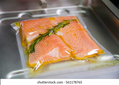 Cooking Sous Vide Salmon With Rosemary And Olive Oil.