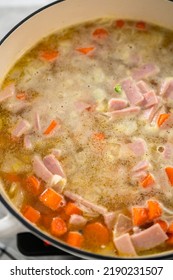 Cooking Split Pea Soup In Enameled Cast Iron Dutch Oven.