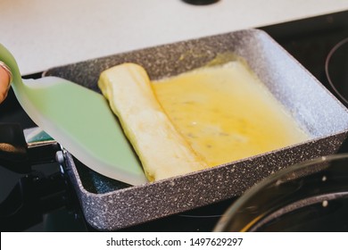 Cooking Tamagoyaki, A Japanese Omelet