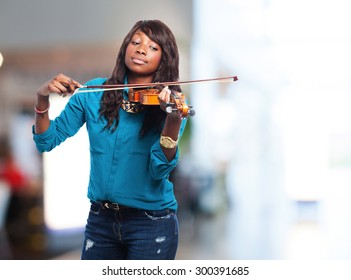 Cool Black Woman Playing Violin