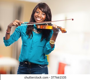 Cool Black Woman Playing Violin