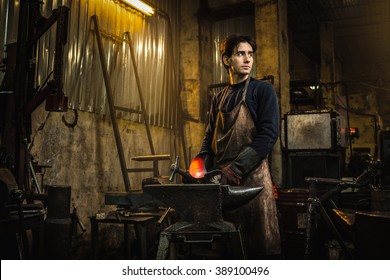 Cool Blacksmith Portrait In Workshop