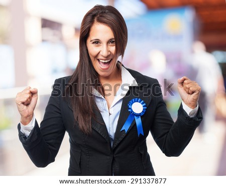 cool business-woman with medal