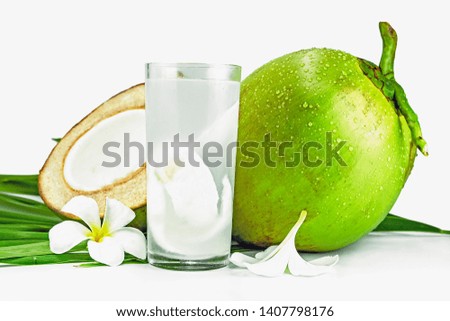 cool coconut drink on white background