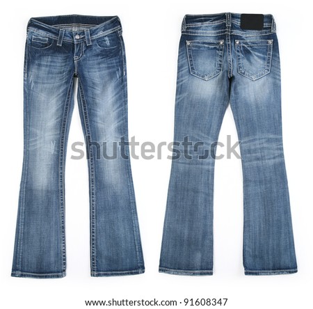 Cool Edgy Women's Vintage Worn Jean Style - Front and Back View