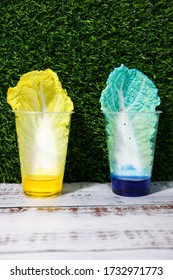 Cool And Fun Science Experiment For School Children Kids Colorful Lettuce Cabbage Leaf In Food Coloring