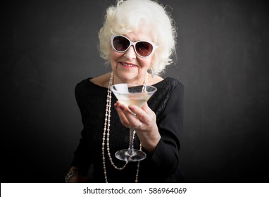 Cool Grandma Having A Drink