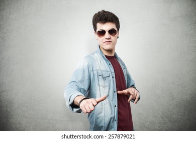 Cool Guy In Sunglasses Enjoying And Gesturing