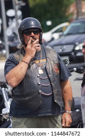 Cool Harleydavidson Biker Smoking Cigar During Stock Photo 1144847672 ...