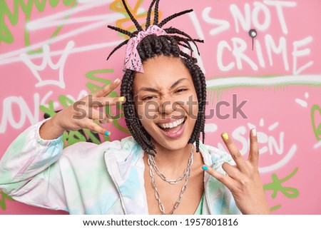 Similar – Image, Stock Photo Modern hairstyle Braids