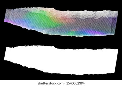 Cool Macro Close Up Photo Of Neon Holo Paper Edges Or Paper Strip On Black Background With Fresh Rainbow Texture Incl. Alpha Mask For Cut Out And Design Poster