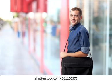 Cool Man With Computer Briefcase