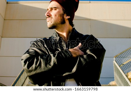 Similar – Image, Stock Photo urban boy, with black cap.