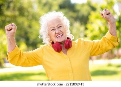 Cool, Modern And Happy Old Senior Woman Portrait - Elderly People In The Age Of 60, 70, 80 Having Fun And Spending Time Together, Concepts About Elderly, Seniority And Wellness Aging