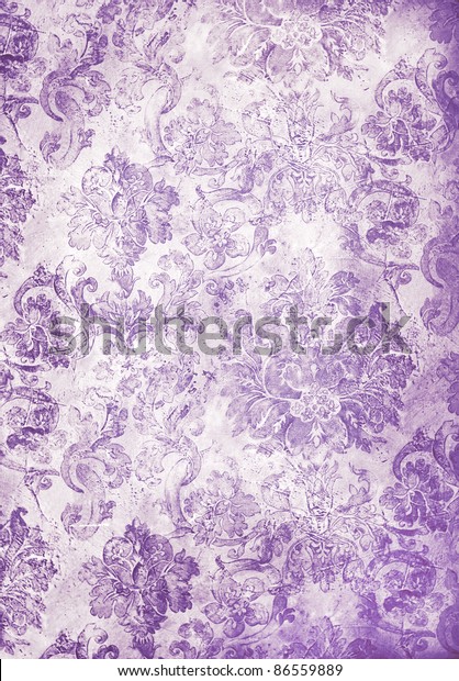 Cool Retro Floral Wallpaper Purple Stock Photo Edit Now