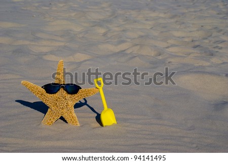 Similar – Image, Stock Photo Toy shovel with starfish on a beach