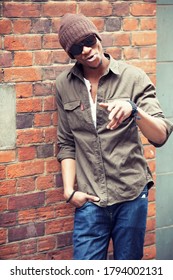 Cool Urban Black Male In Beanie And Shades