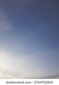 Cool wind blew at Sunset of October,deep blue,grey cloudy,quiet horizon.