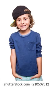 Cool Young Boy Posing Over White Background